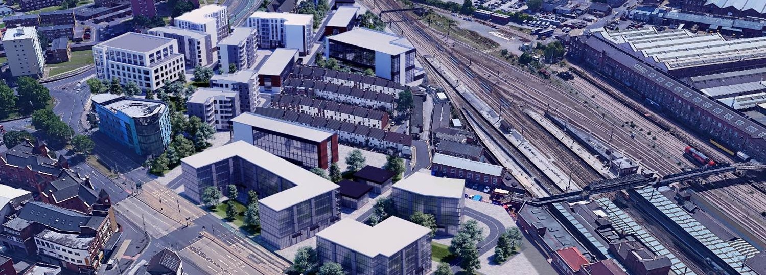 aerial view of area of FORMER CORONERS COURT SITE, DONCASTER