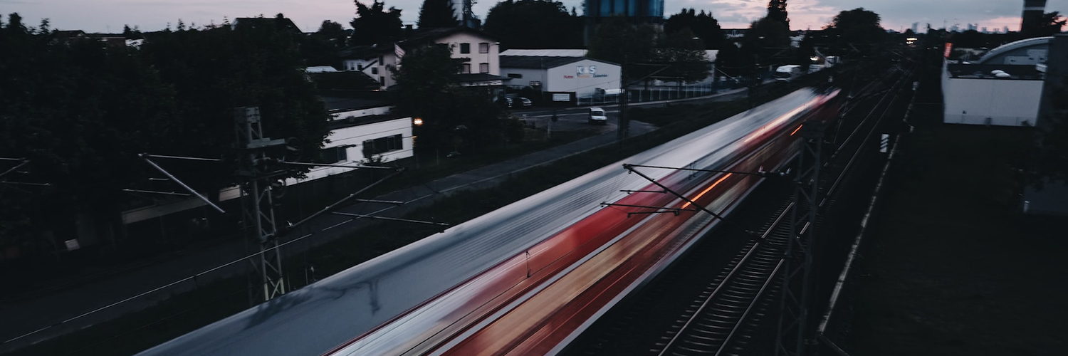 Fast moving train on railway line