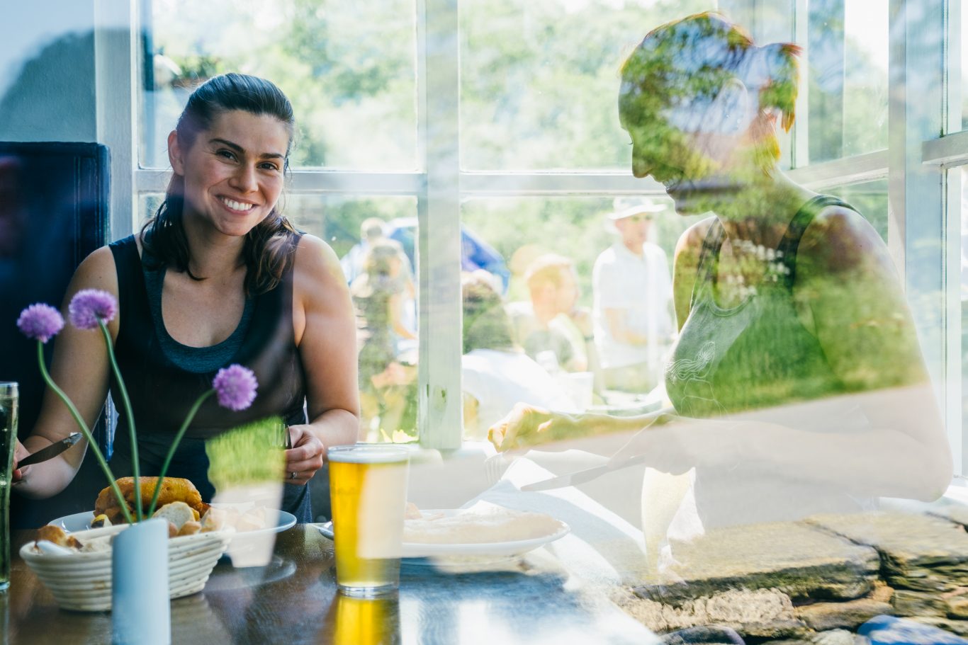 People enjoying their food