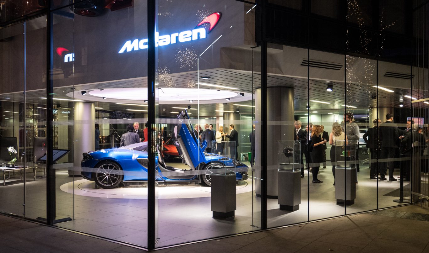 2017 event image in McLaren showroom